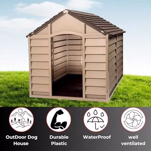 Samuel ALEXANDER Weatherproof Plastic Dog Kennel in Brown, W/D/H: 71 x 71 x 68 cm – 3