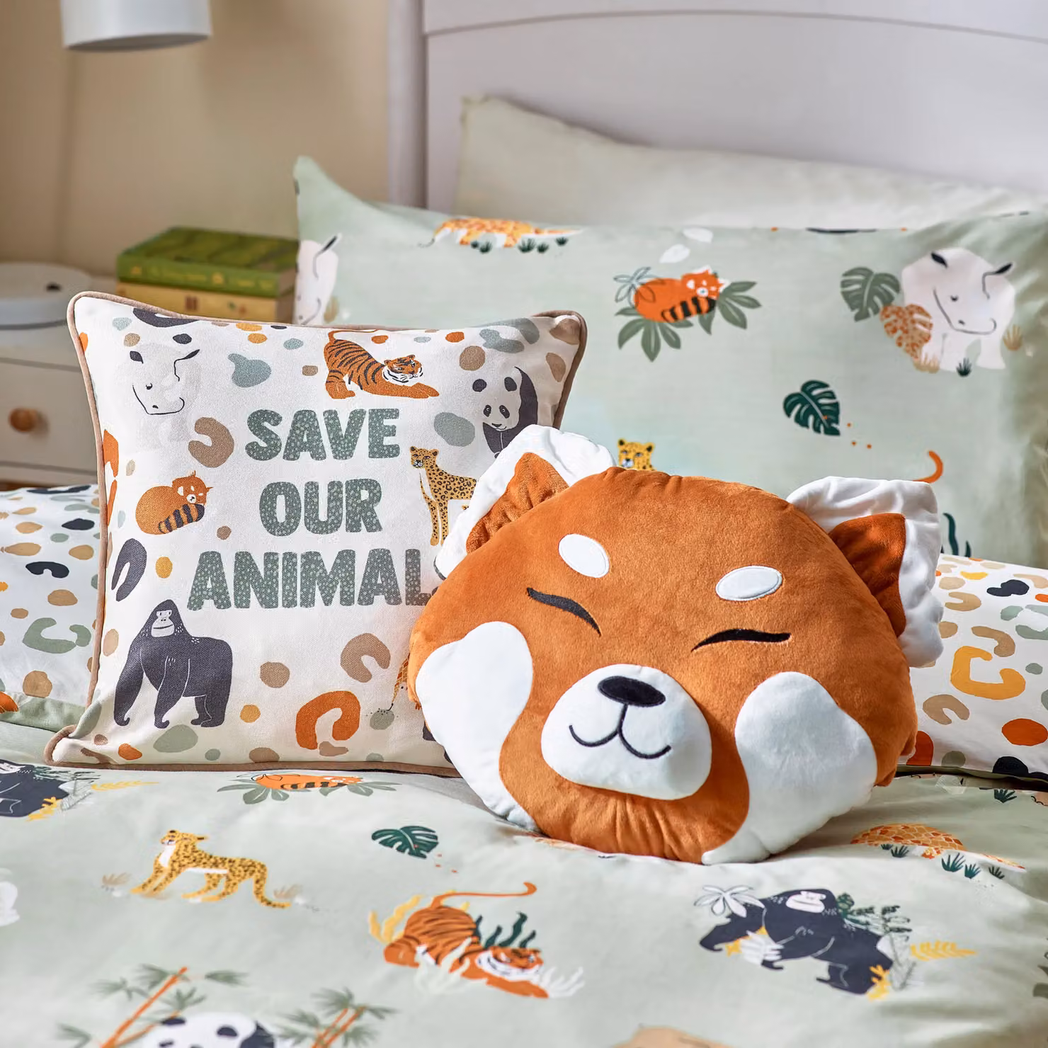 Little Furn Reversible Safari Animals Childrens Duvet Cover Set, Multicolour and Green, 200 x 200 cm – 2