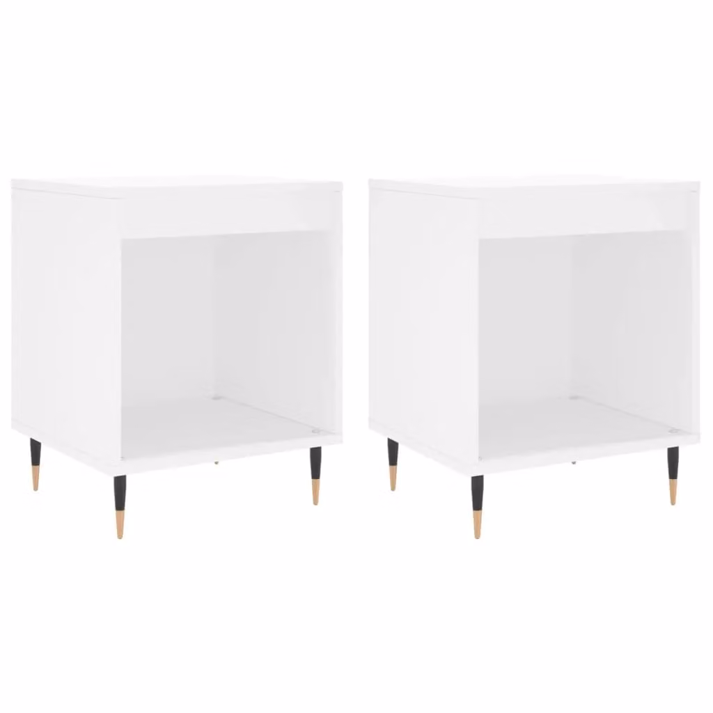 Berkfield Home Set of 2 Modern White Bedside Cabinets in Engineered Wood W/D/H: 40 x 35 x 50 cm