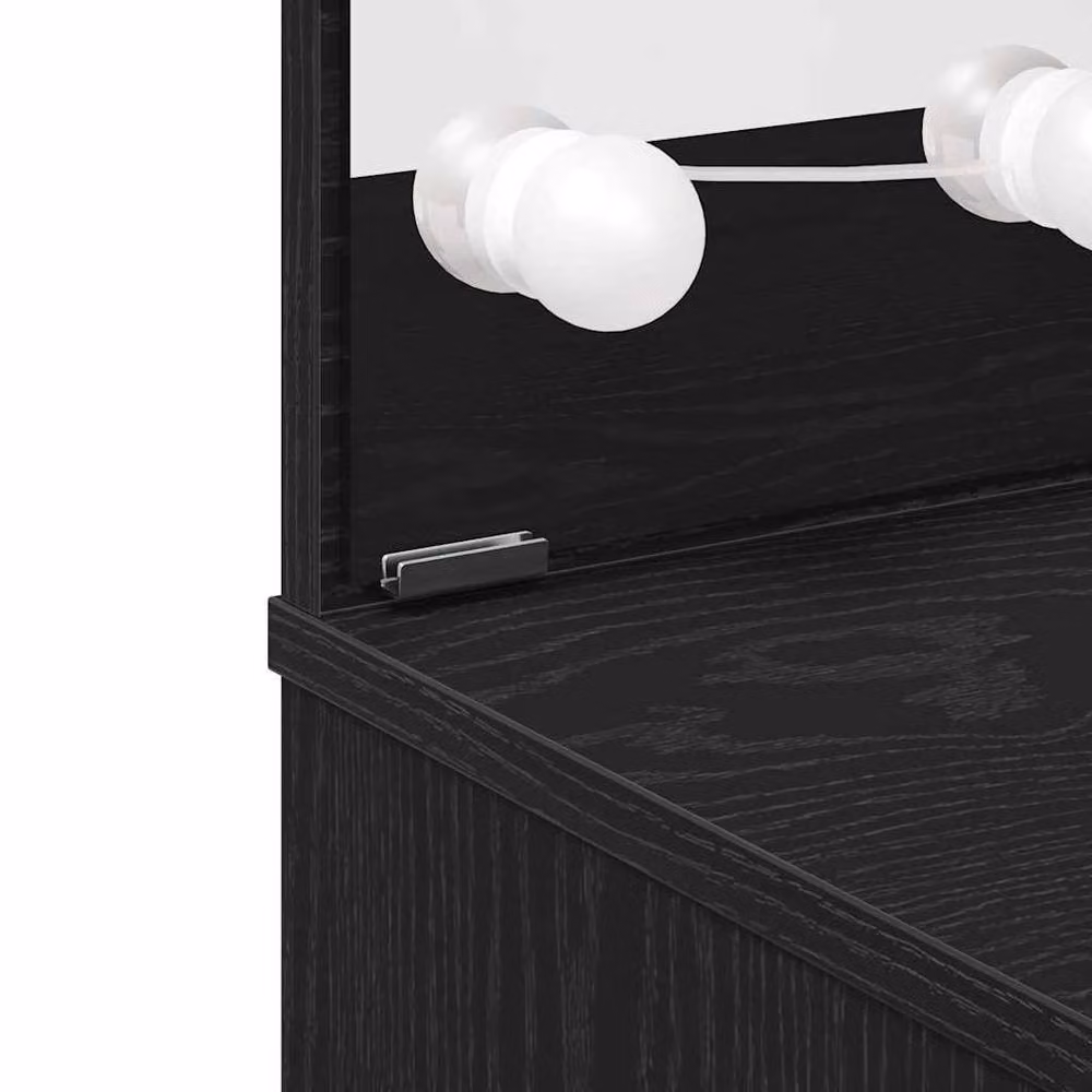 Berkfield Home LED Dressing Table in Black Oak, W: 74.5 cm, D: 40 cm, H: 141 cm – 4