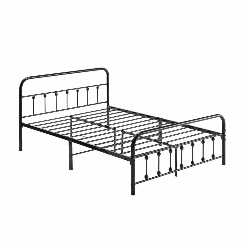 FLAVORA Metal Double Bed Frame with Headboard and Underbed Storage in Black, 140 x 200 cm – 3