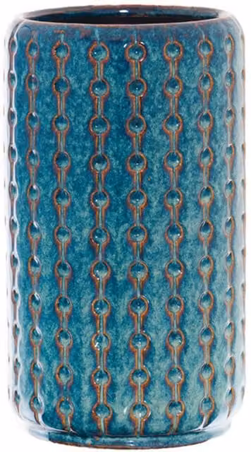 KDMK Stephen Collection Modern Ceramic Cylinder Tabletop Vase in Blue and Turquoise