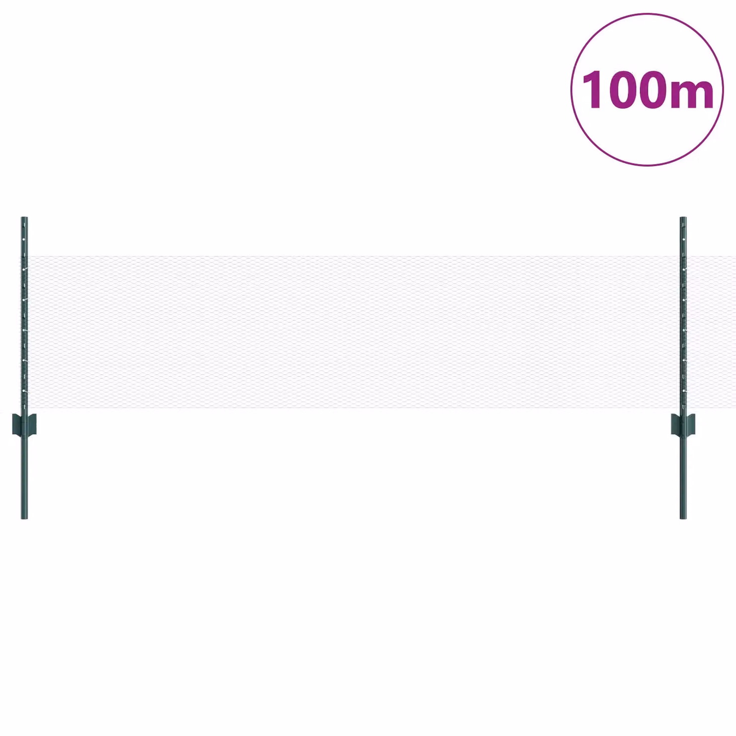 Berkfield Home Green Steel U-Channel Fence Posts (11 pcs, 60 cm) and Green Steel Hexagon Fence (0.5 x 100 m) – 2