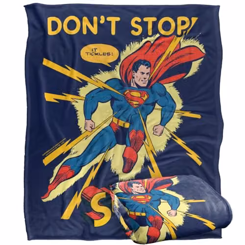 Warner Bros. Superman It Tickles Super Soft Fleece Throw Blanket for Children, Multicolour, W: 152.4 cm x L: 152.4 cm