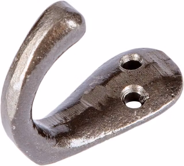 Hammer and Tongs Single Iron Robe Hook, Raw Grey, Pack of 5, W: 2.0 cm, H: 4.5 cm