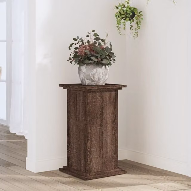 Berkfield Home Modern Plant Stand in Brown Oak, W/D/H: 33 x 33 x 60 cm – 1