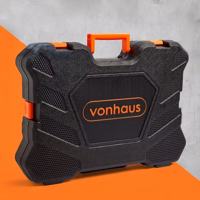 VonHaus 256 Piece Steel Tool and Socket Set with Wrenches, Pliers, Screwdrivers, Allen Keys and Bits, Black