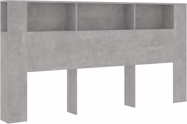 Berkfield Home Modern Headboard Cabinet in Concrete Grey, W: 200 cm, D: 18.5 cm, H: 104.5 cm – 1