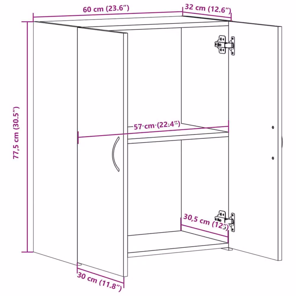 Berkfield Home Durable Smoked Oak File Cabinet in Brown, W/D/H: 60 x 32 x 77.5 cm – 6