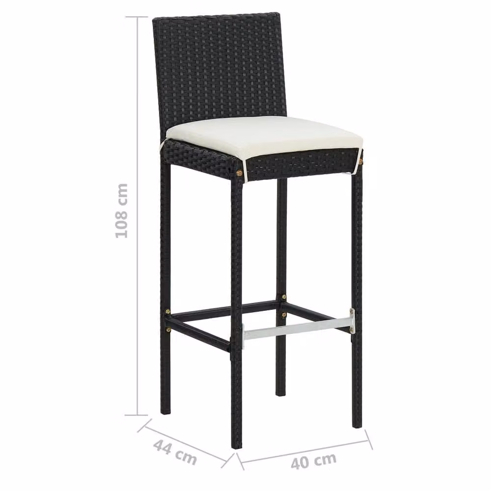 Berkfield Home Elegant 5 Piece Garden Bar Set with Cushions in Black Poly Rattan and Oiled Acacia Wood – 3