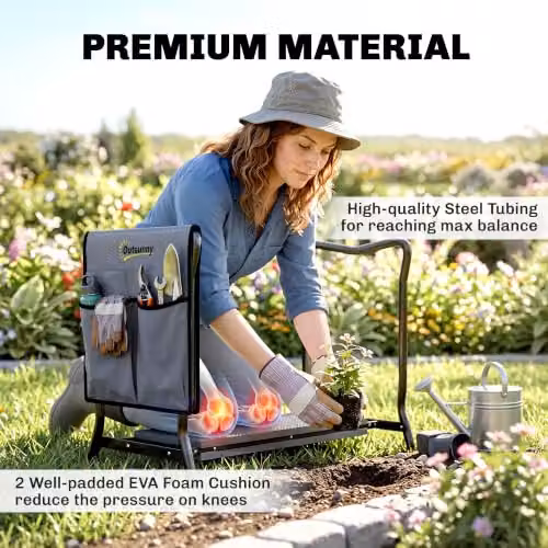 Outsunny 2 in 1 Garden Kneeler Seat with Tool Bag, Grey – 7