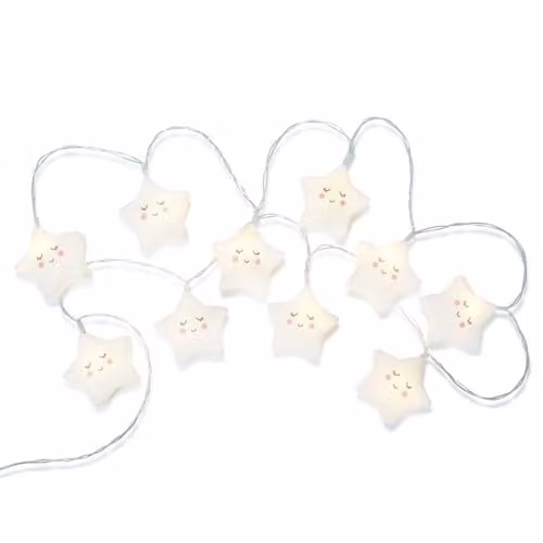 ValueLights Set of 10 Battery Powered Warm White LED Star String Lights in White – 1