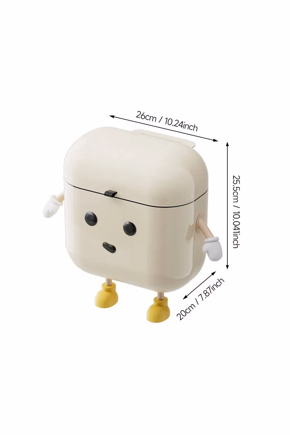 Living and Home Hanging Wall Mounted Dustbin with Flip Lid, Beige, 12L – 3