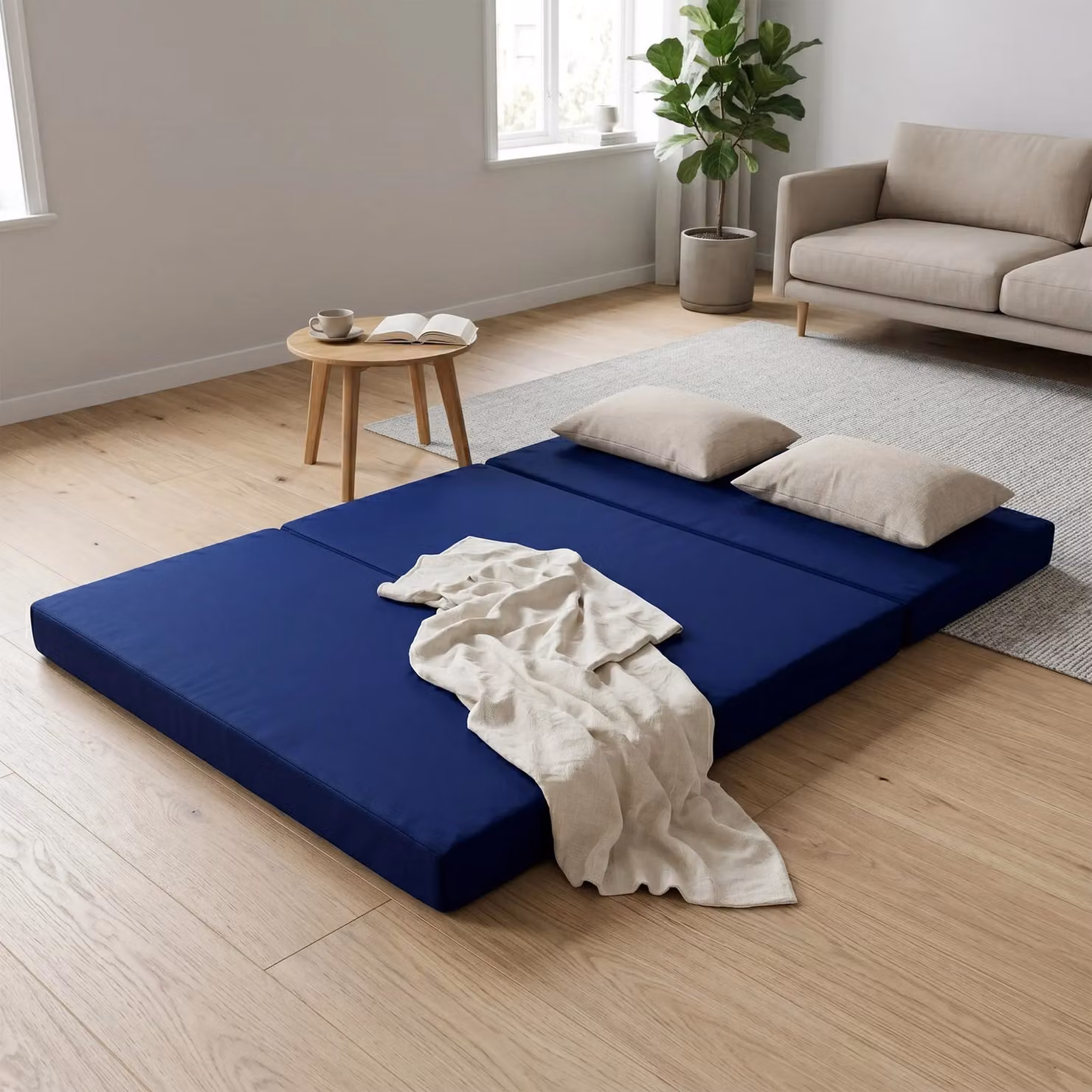 Rest Relax Badenia Visco Therapy Tri Folding Futon Mattress with Removable Cover, Black, W/D/H: 120 x 200 x 8 cm – 3