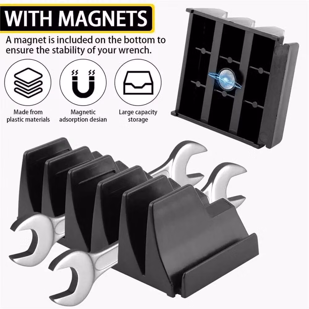 Nordara 80-Piece Magnetic Wrench Organizer and Portable Tool Storage Shelf in Black – 3