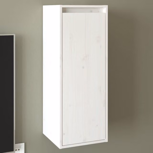 Berkfield Home White Solid Wood Pine Wall Cabinet W/D/H: 30 x 30 x 80 cm