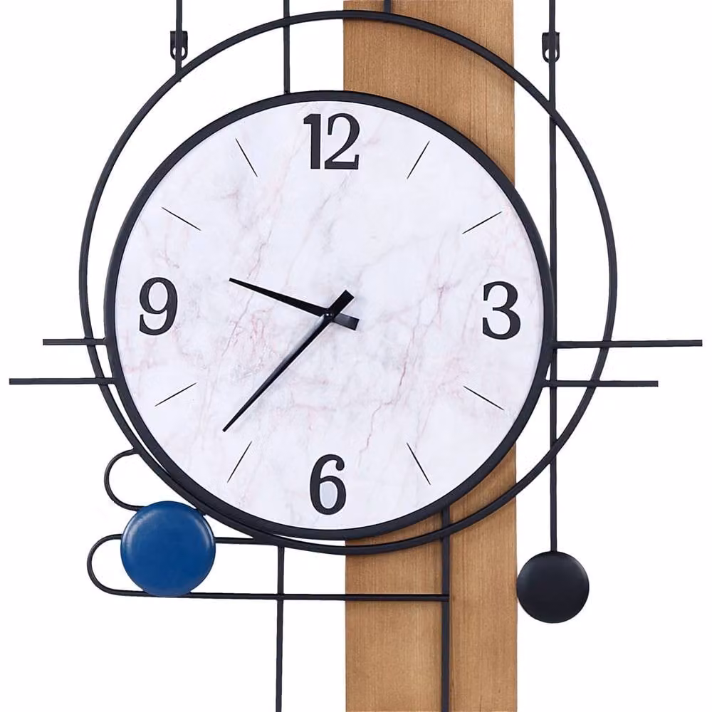 Wyld and Coco Luxe Living Multicolour MDF Wall Clock, W: 60 cm, H: 70 cm, Irregular Abstract Design – 2