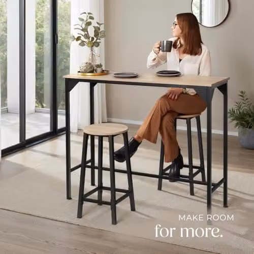 tectake Height-Adjustable Industrial Dining Table in Oak and Brown, W/D/H: 150 x 100.5 x 100.5 cm – 5