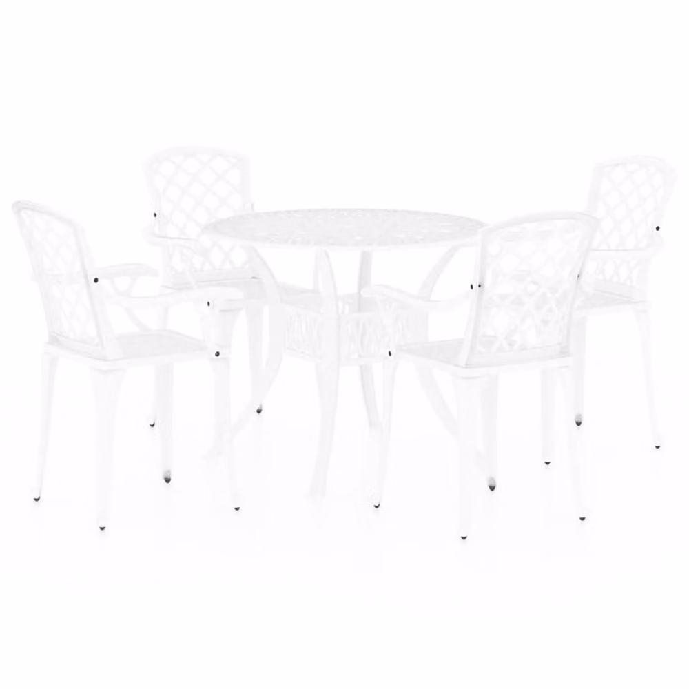 Berkfield Home 5 Piece Cast Aluminium Bistro Set in White – 2