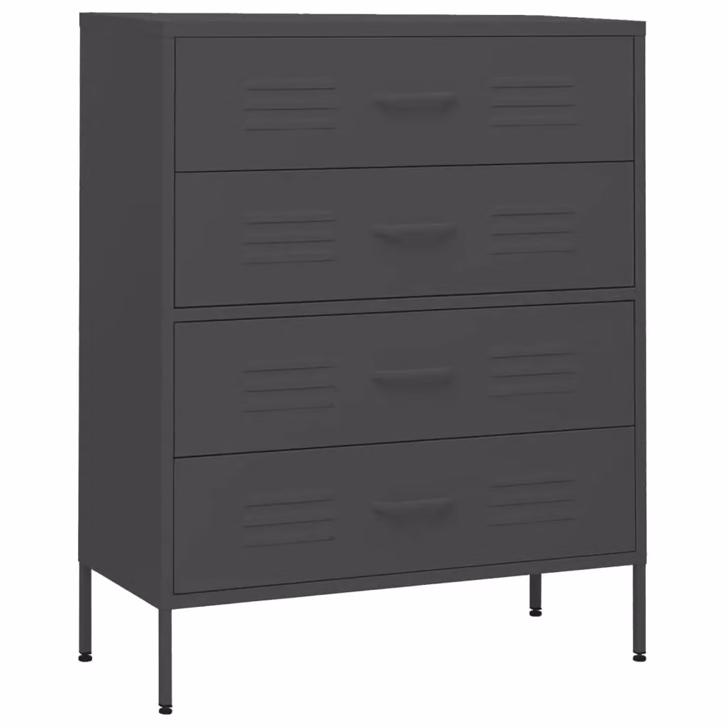 Berkfield Home Anthracite and Black Metal Chest of Drawers, W/D/H: 80 x 35 x 101.5 cm – 2