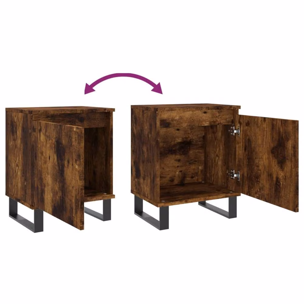 Berkfield Home Set of 2 Smoked Oak Bedside Cabinets in Brown, W/D/H: 40 x 30 x 50 cm – 6