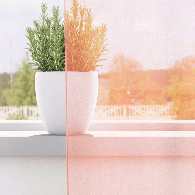 Berkfield Home Pink Voile Fabric Panel Curtains with Tabs, 2 Pack, W: 140 cm, H: 225 cm