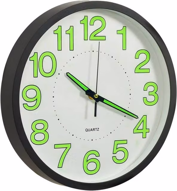 Berkfield Home Luminous Round Analog Wall Clock in Black, Diameter: 30 cm – 1