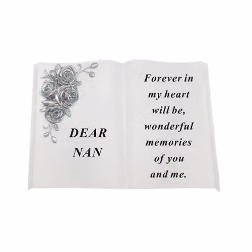 David Fischhoff White and Silver 3D Floral Memorial Book Ornament for Condolences
