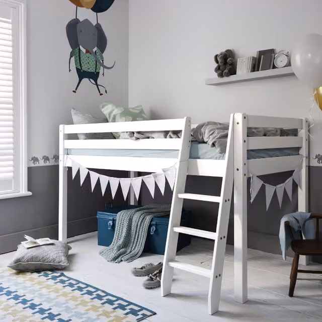 Noa and Nani Ontario Shorty Cabin Bed in White Solid Pine Wood
