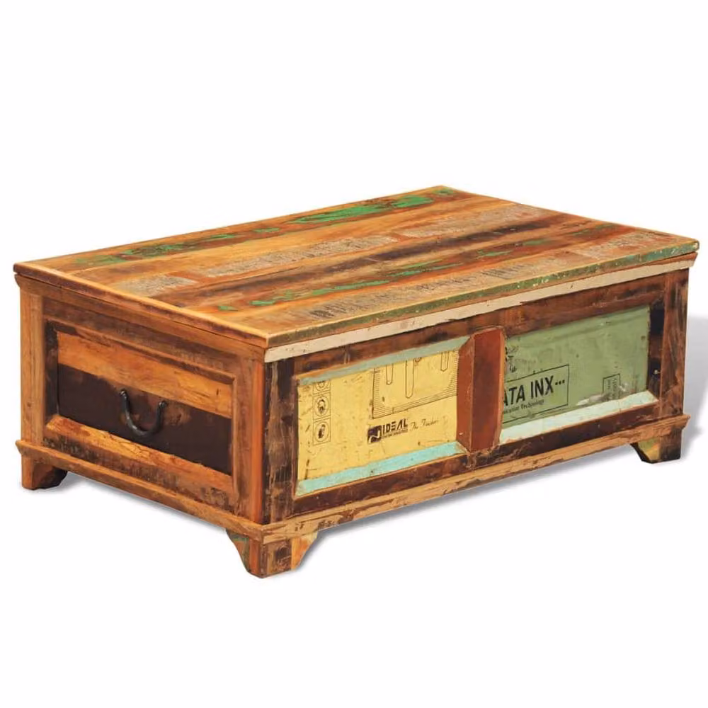 Berkfield Home Vintage Reclaimed Wood Coffee Table with Storage in Brown – 2