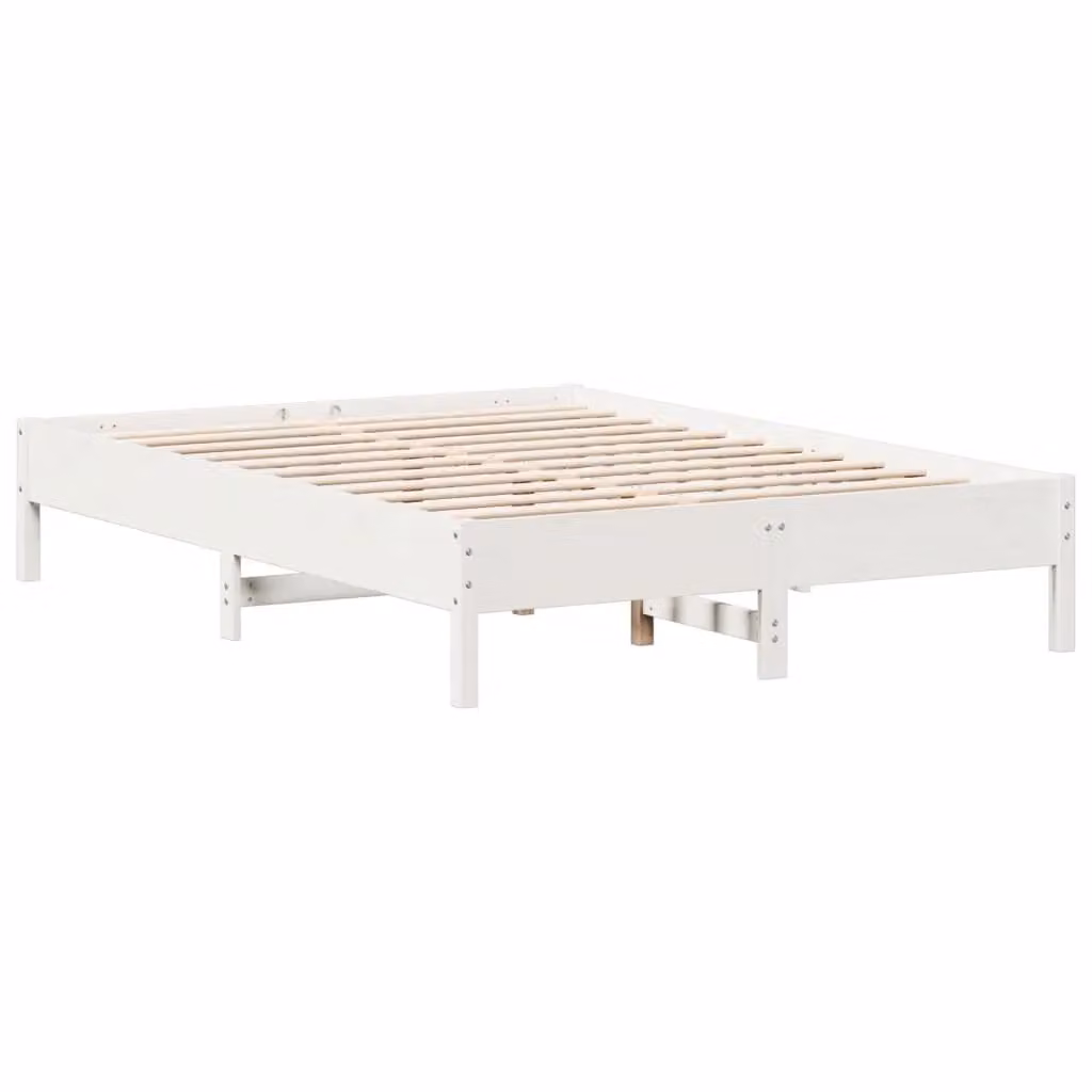 Berkfield Home King Size Solid Wood Pine Bed Frame in White, W/D/H: 150 x 200 cm – 2