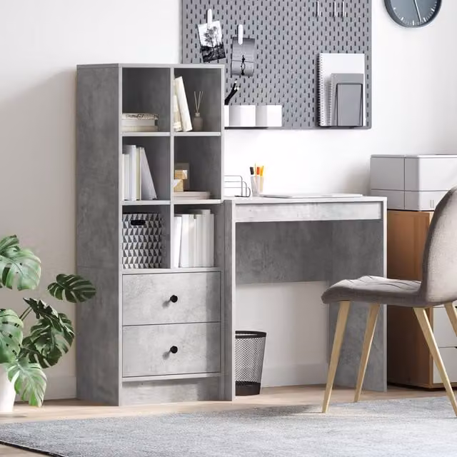 Berkfield Industrial Writing Desk in Grey Engineered Wood