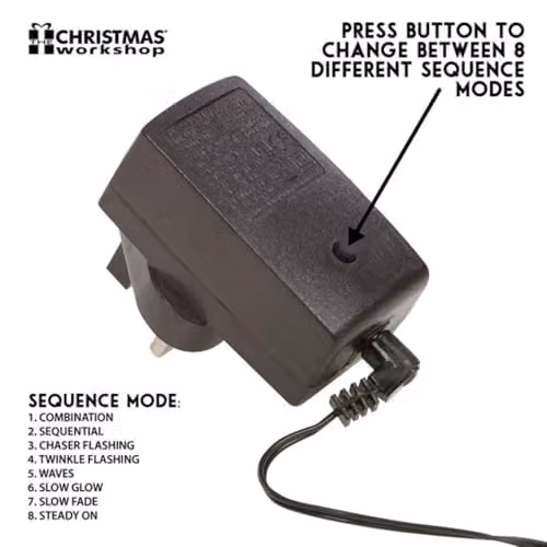 The Christmas Workshop 300 Warm White LED Chaser Fairy Lights with 8 Light Modes, 20.9 Metres – 3