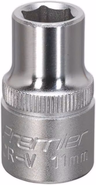 Loops 11mm Steel Drive Socket 1/2 inch Square Drive Chrome Vanadium Wrench Socket in Silver