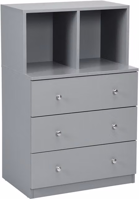 Costway Grey 3-Drawer Chest and 2-Cubby Freestanding Storage Cabinet Dresser – 1