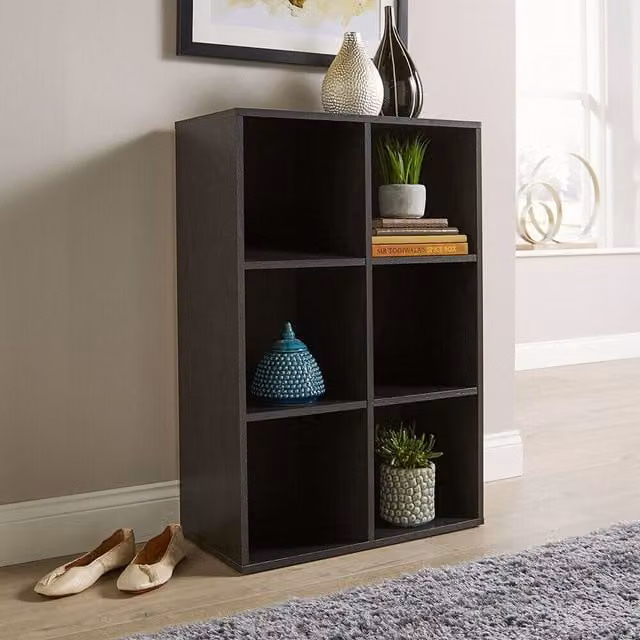 Home Source 6 Cube Storage Shelf Unit in Black