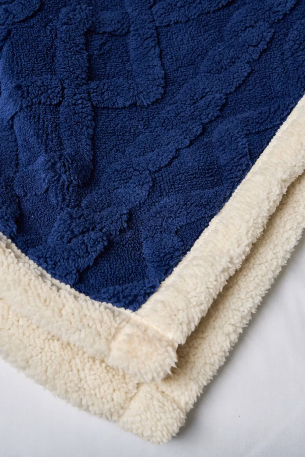 BHS Blue Geometric Knitted Throw, W: 150 cm, D: 200 cm – 3