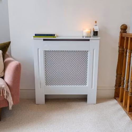 Jack Stonehouse White Mini Traditional Diamond Slat MDF Radiator Cover W/D/H: 80 x 17 x 106 cm – 2