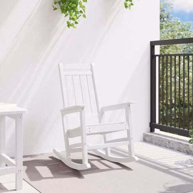 Berkfield Home White Garden Rocking Chair with Armrests, W/D/H: 70 x 92 x 108 cm