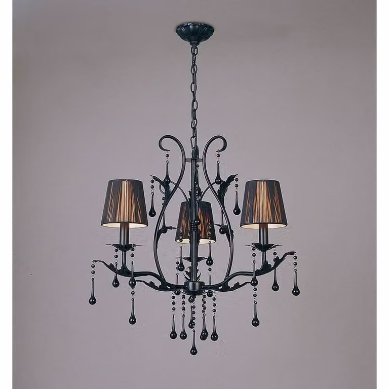 Netlighting Flur Round Pendant Light with 3 E14 Lamp Holders in Black