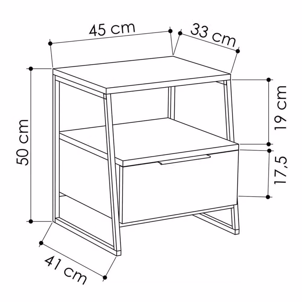 Nordara Modern 1 Drawer Bedside Table with Mocha Black Metal Frame and Grey Glass Finish – 2