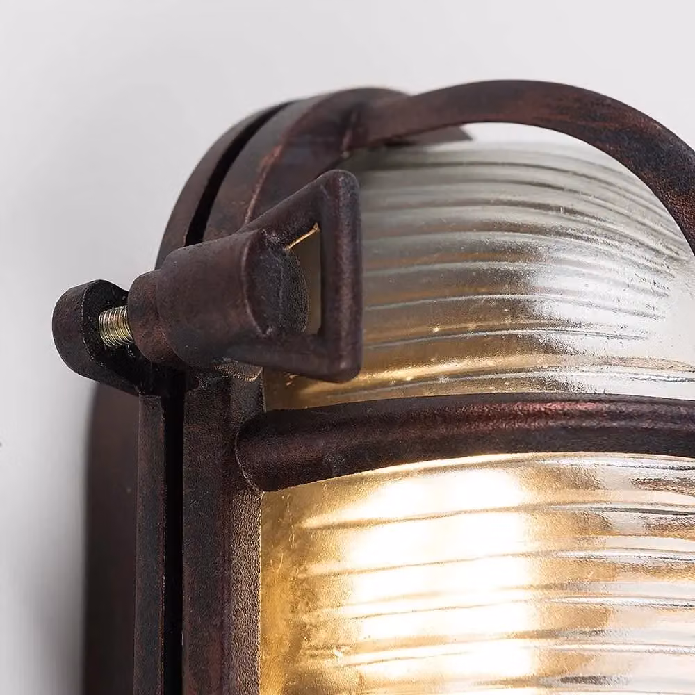 ValueLights Bow Oval Maritime Bulkhead IP64 Outdoor Wall Light in Bronze and Rust Effect with Warm White Filament Bulb – 5
