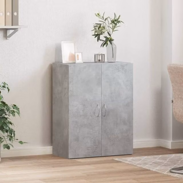 Berkfield Home Durable File Cabinet in Concrete Grey, W/D/H: 60 x 32 x 77.5 cm