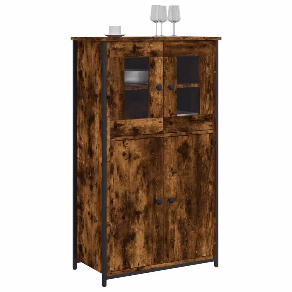 Berkfield Home Modern Smoked Oak Highboard in Brown, W/D/H: 62 x 32 x 106.5 cm – 3