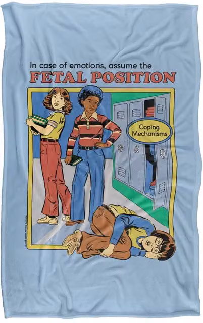 Steven Rhodes Assume The Fetal Position Super Soft Fleece Throw Blanket, Multicolour, W/D/H: 91 x 147 cm