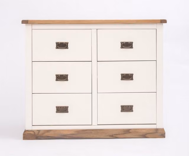 Cabinet Bits Tropea 6 Drawer Chest of Drawers in Off-White with Gold Handles