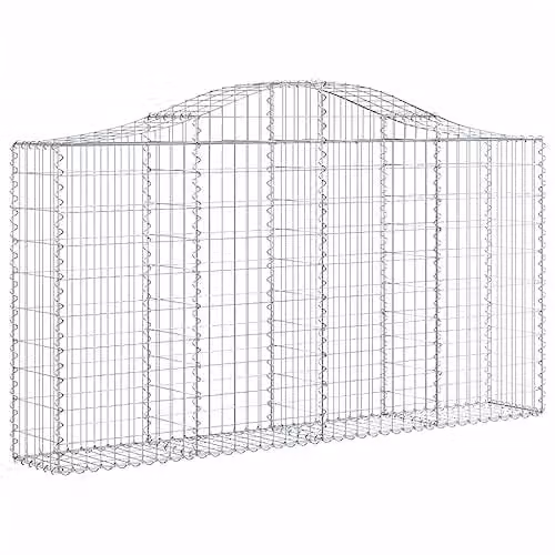 vidaXL Set of 4 Arched Gabion Baskets in Silver Galvanised Steel, W/D/H: 200 x 30 x 100/120 cm – 1