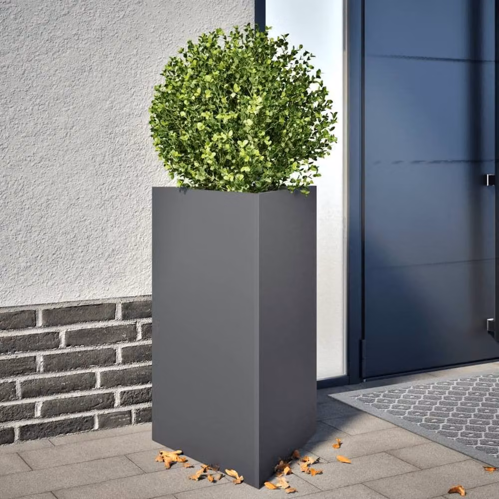 Berkfield Home Garden Steel Planters, 2 Piece Anthracite and Black Triangular Tubs, W/D/H: 50 x 43 x 75 cm – 2