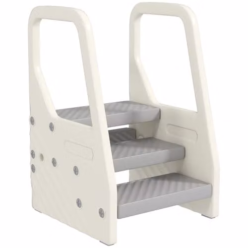 AIYAPLAY Kids Tower Adjustable 3 Step Kitchen Helper for 2-5 Years, Grey and White, W/D/H: 42.0 x 42.0 x 65.5 cm – 1