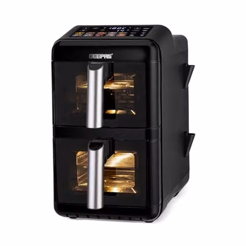 Geepas 12L Dual Basket Air Fryer Oven with 2x6L Baskets and 10 Presets in Black – 4